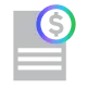 Icon of a document with a dollar sign in a circle, representing financial or billing information.