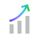A bar chart with three ascending bars and an upward arrow indicating growth.