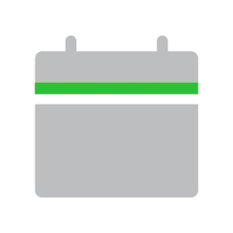 Illustration of a gray calendar with a green horizontal stripe near the top.