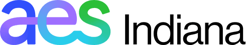 Logo featuring the letters 'aes' in a gradient of blue to green, followed by the text 'clean energy' in black.