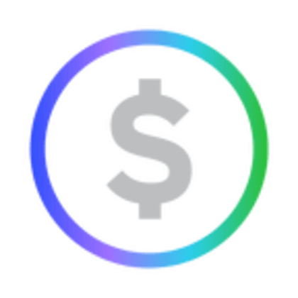 Gray dollar sign inside a gradient circle transitioning from blue to green.