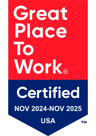Great Place to Work certified badge for November 2024 to November 2025 in the USA.