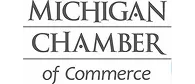 Logo of the Michigan Chamber of Commerce with text in a serif font.