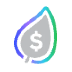 Gray leaf with a dollar sign inside, outlined in gradient colors.