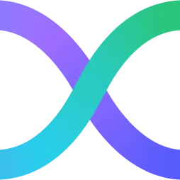 A colorful infinity symbol with a gradient transitioning from purple to blue to green.
