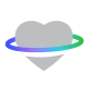 Gray heart with a colorful gradient ring encircling it.