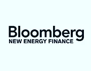 Bloomberg New Energy Finance logo with black text on a light blue background.