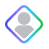 Icon of a person inside a diamond shape with a gradient border.