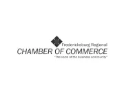 Logo of the Fredericksburg Regional Chamber of Commerce, featuring a diamond-shaped design above the text. The slogan 'The voice of the business community' is written below.
