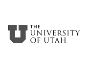 Logo of The University of Utah featuring a large, dark gray letter 'U' followed by the text 'The University of Utah' in black capital letters.